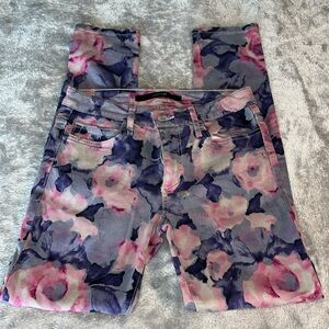 Joe’s High Water 5 Pocket Fly Front, Flowered Jeans in Pinks, Purples, Blues  27
